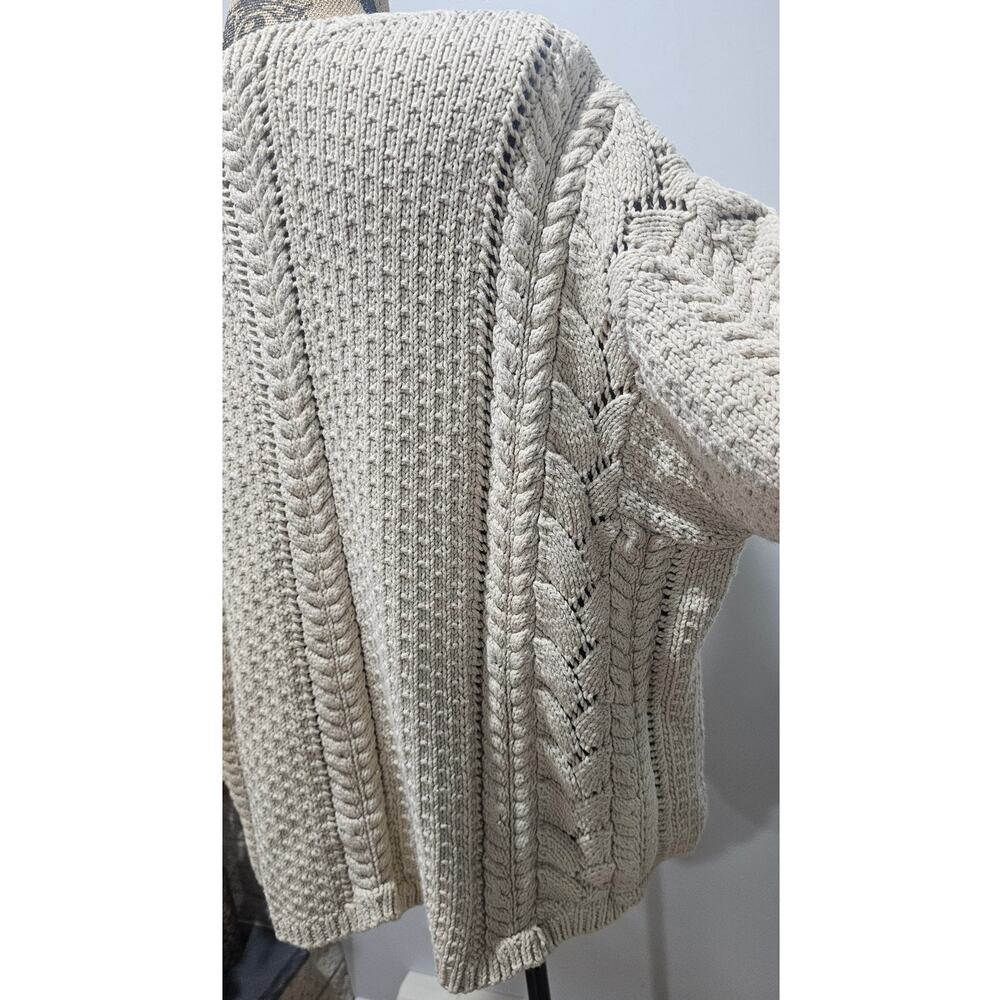 DKNY Cable Knit Sweater, Vintage 1990's Y2K  Handknit, 100% Cotton, Womens Sz M - Picture 10 of 10